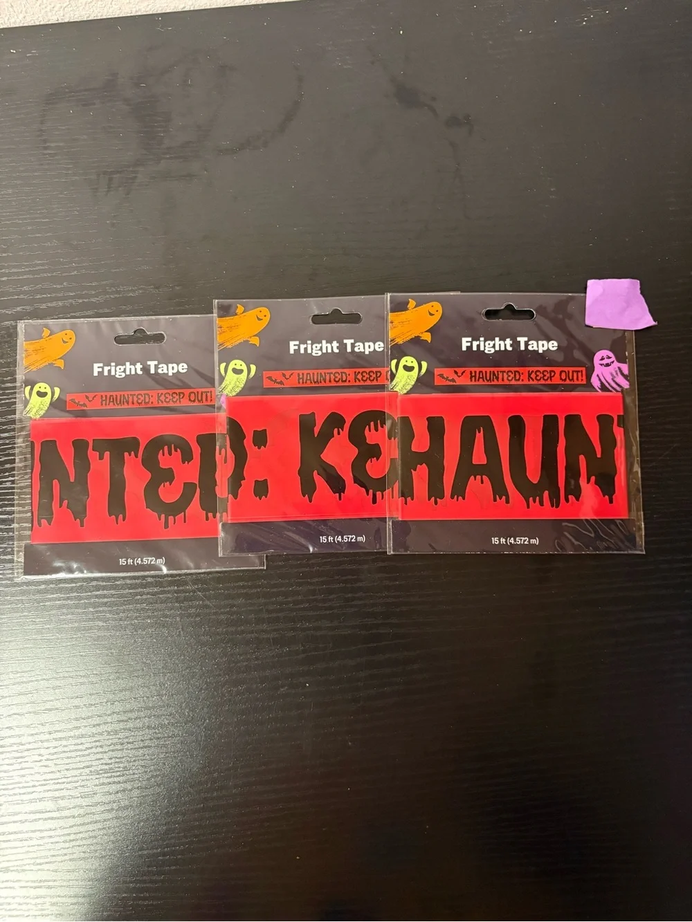 Halloween Fright Tape Haunted Keep Out Decoration 15 ft Lot of 3